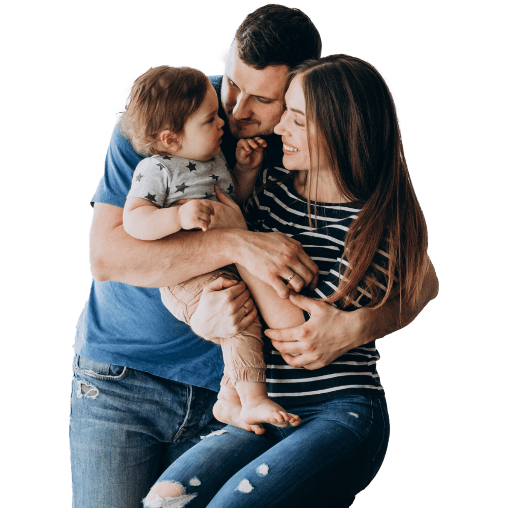 Happy family embracing